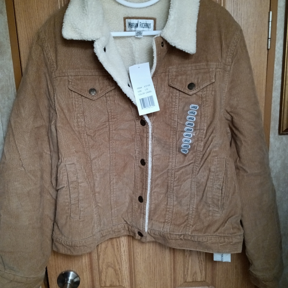 Marvin Richards - Size L - Vintage Tan Corduroy Bomber Jacket